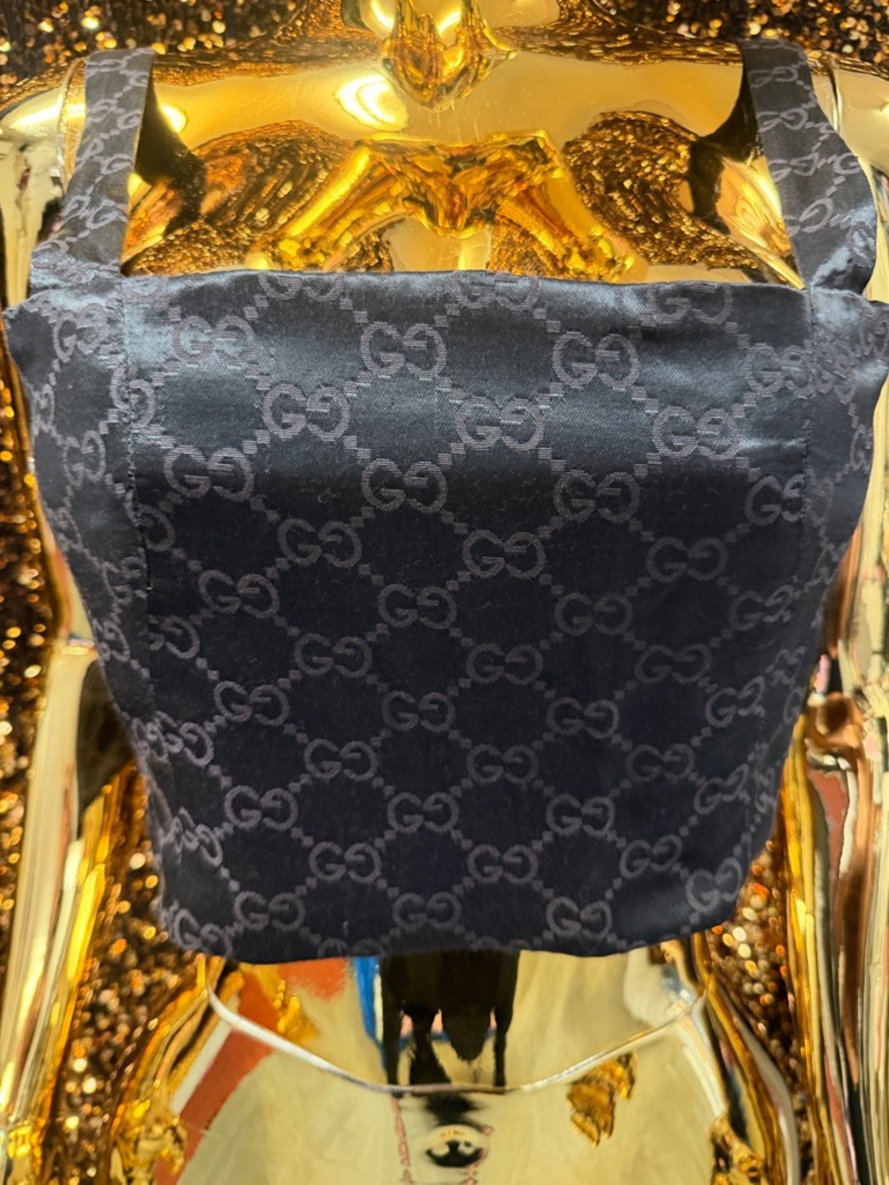 Gucci Black GG Satin Monogram Crop Top